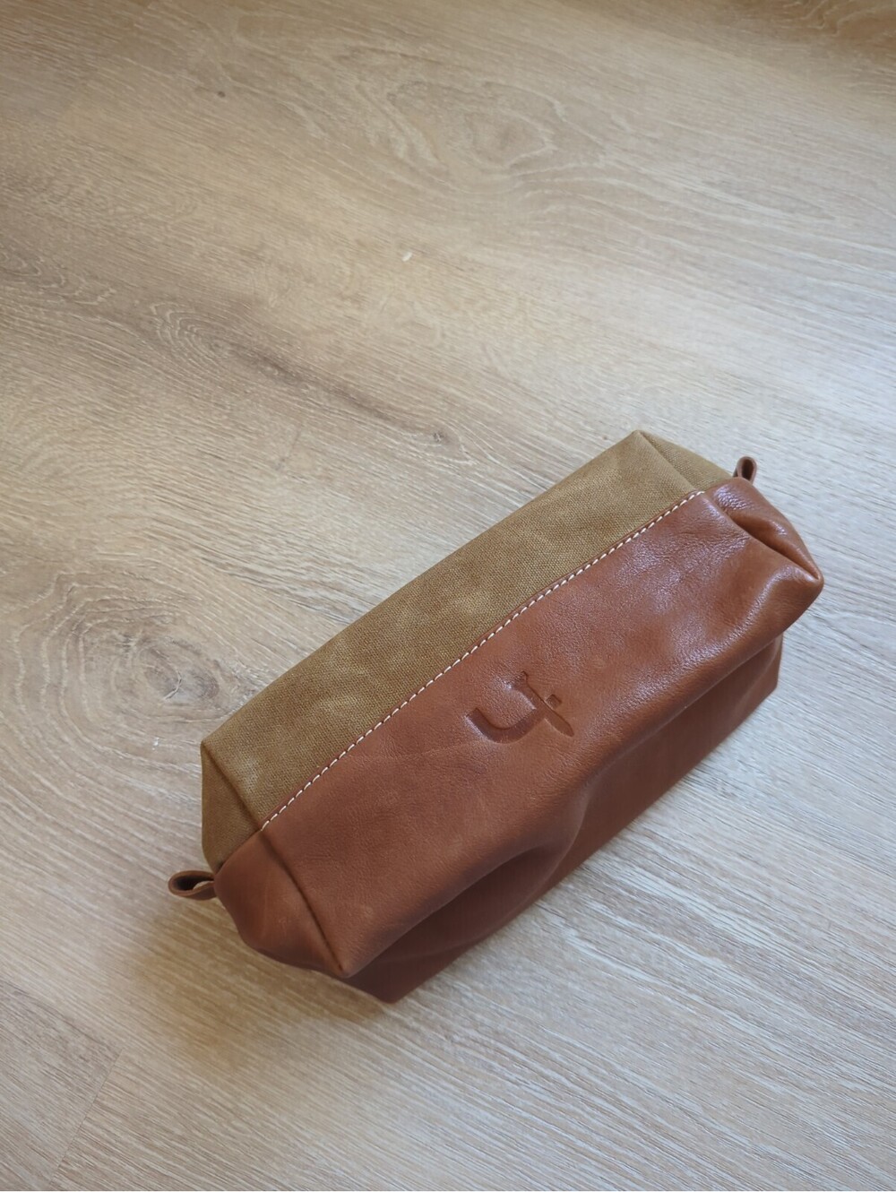 FH Wadsworth Canvas Leather Toiletry Bag Travel Dopp Kit Brown